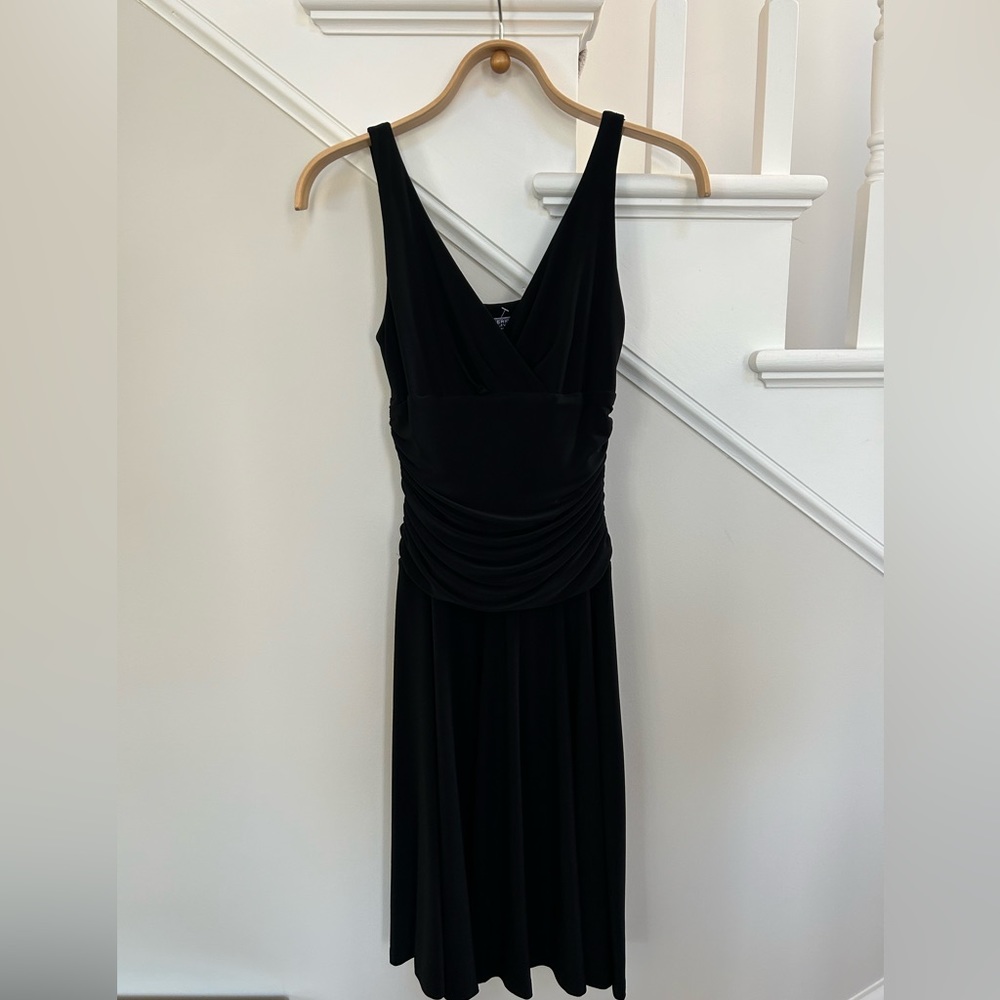 Y2K Black Midi Dress with Ruched Waist Detail